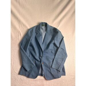 Vintage‎ 80's RSC Women's Blue Denim Blazer Large Has Stain Chore Jacket *